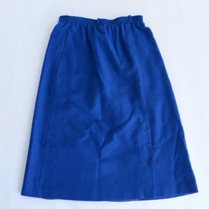 Vintage White  Stag Blue Pure Virgin Wool A Line Skirt - Cobalt